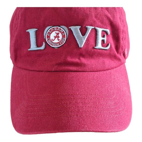Alabama LOVE Crimson Tide Logo Hat Cap Strap Back Red 47 Brand Ladies Adjustable - Picture 5 of 10